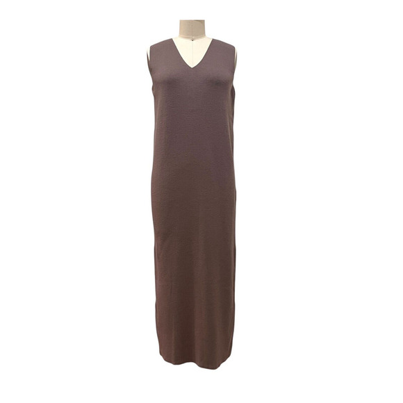 Eileen Fisher 100% Wool Maxi Sweater Knit Dress Size Petite Small Brown - Picture 1 of 7